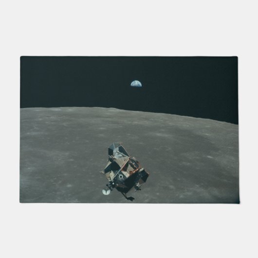Apollo Lunar Lander und Erdaufgang über dem Mond Fußmatte (Vorderseite)