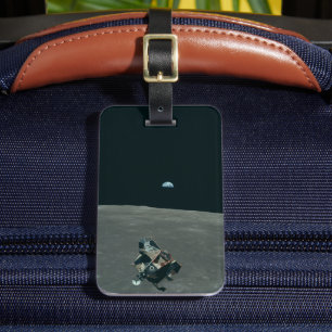 Apollo Lunar Lander und Erdaufgang über dem Mond Gepäckanhänger