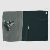 Apollo Lunar Lander und Erdaufgang über dem Mond Golfhandtuch (Horizontal)