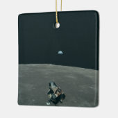 Apollo Lunar Lander und Erdaufgang über dem Mond Keramikornament (Links)