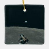 Apollo Lunar Lander und Erdaufgang über dem Mond Keramikornament (Vorderseite)