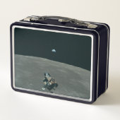 Apollo Lunar Lander und Erdaufgang über dem Mond Metall Brotdose (Rückseite)