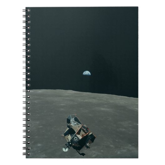 Apollo Lunar Lander und Erdaufgang über dem Mond Notizblock (Vorderseite)