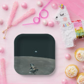 Apollo Lunar Lander und Erdaufgang über dem Mond Pappteller (Party)