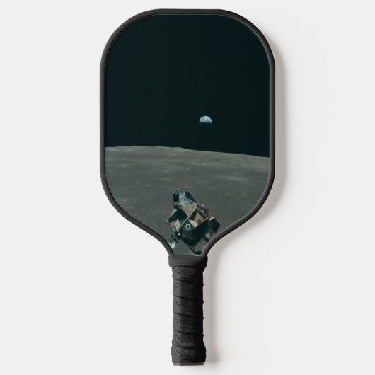 Apollo Lunar Lander und Erdaufgang über dem Mond Pickleball Schläger (Vorderseite)