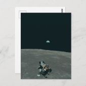 Apollo Lunar Lander und Erdaufgang über dem Mond Postkarte (Vorne/Hinten)