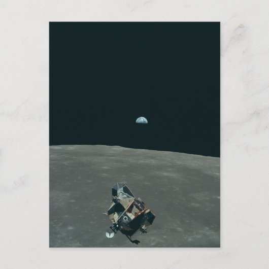 Apollo Lunar Lander und Erdaufgang über dem Mond Postkarte (Vorderseite)
