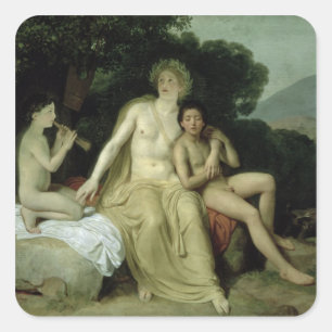 Apollo mit Hyacinthus und Cyparissus Quadratischer Aufkleber