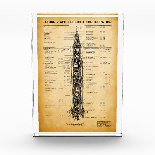 APOLLO-Mondmission SATURN / Rocket Blueprint 1967 Fotoblock (Vorderseite)