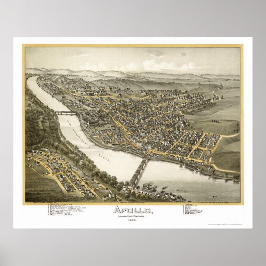 Apollo, PA Panoramic Map - 1896 Poster (Vorne)