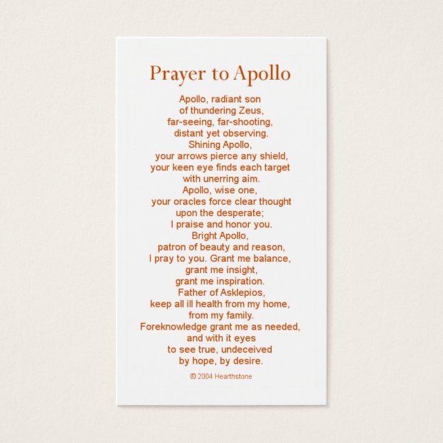 Apollo Prayer Card (Vorderseite)