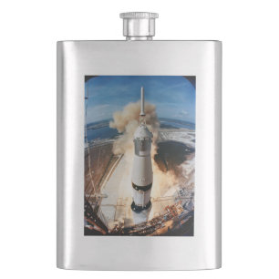 Apollo Saturn V Raketenstart zum Mond 1969 Flachmann