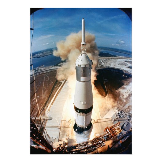 Apollo Saturn V Raketenstart zum Mond 1969 Fotodruck (Vorne)