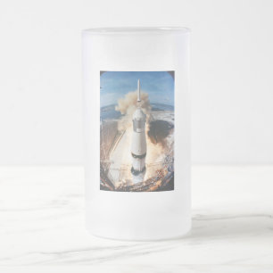 Apollo Saturn V Raketenstart zum Mond 1969 Mattglas Bierglas