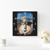 Apollo Saturn V Raketenstart zum Mond 1969 Quadratische Wanduhr (Zuhause)