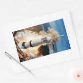 Apollo Saturn V Raketenstart zum Mond 1969 Rechteckiger Aufkleber (Umschlag)