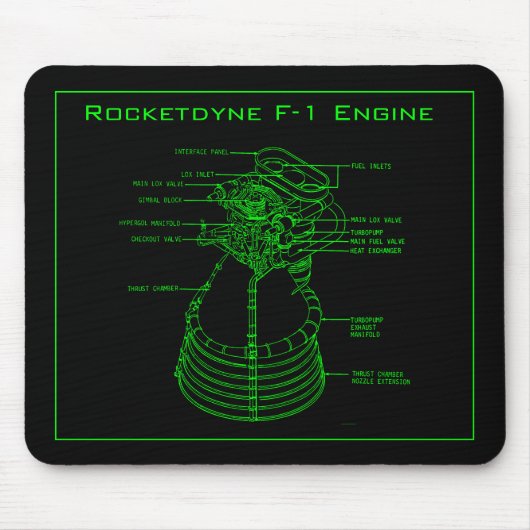 Apollo Saturn V Rocketdyne F-1 Motor Mouse Pad Mousepad (Vorne)