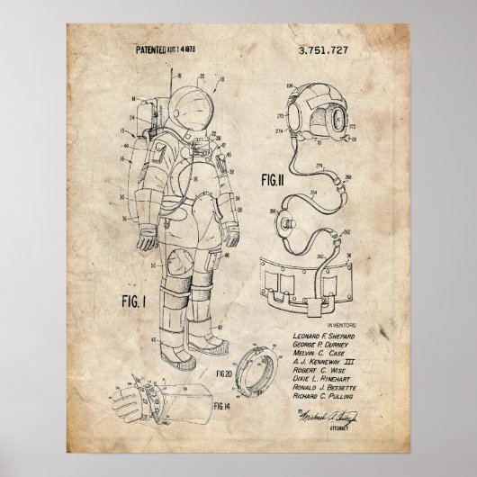 Apollo Space Anzug Patent Poster (Vorne)