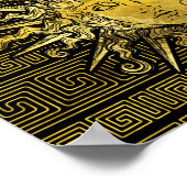 Apollo Sun Symbol auf griechischem Schlüsselmuster Poster (Ecke)