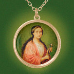Apollonia (BLA 001) Vergoldete Kette<br><div class="desc">Gut zu beachten: Dieses Bild passt am besten zu rund Anhängern! Antiquitätenbild von St. Apollonia aus dem 19. Jahrhundert chromolithographischer Devotional Print #116, herausgegeben von der Buchhandlung L. Auer, Donauwörth, Deutschland, in der privaten Sammlung religiöser Ephemeriden des Designers. Fest: 9. Februar Die Palette für diese St. Apollonia-Roundel besteht aus den...</div>