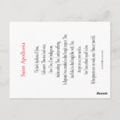 Apollonia-Gebetskarte Postkarte (Rückseite)