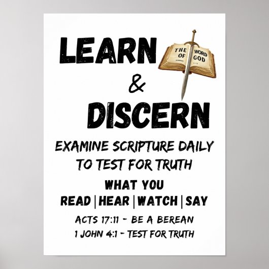 Apologetics Berean Learn & Discern Truth Scripting Poster (Vorne)