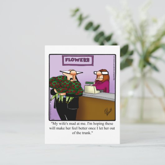 Apology Ehe Spaß Postkarte (Stehend Vorderseite)