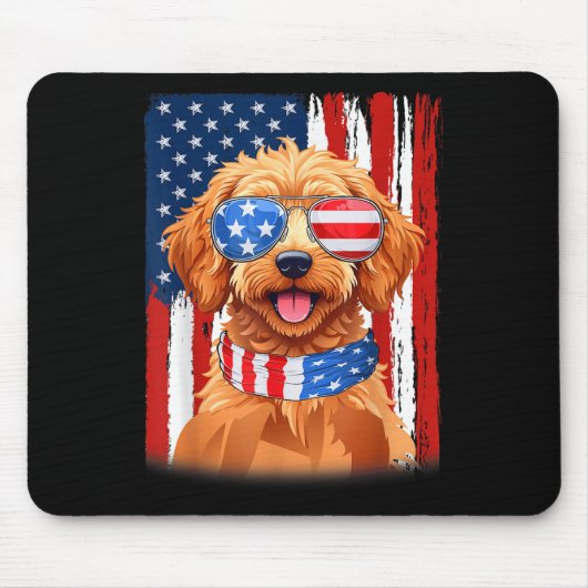 Apoo Dog US America Flag Männer Frauen 4. Juli Pat Mousepad (Vorne)