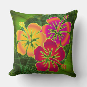 Apophysis Fraktal Art I - grün & Hibiskus Kissen
