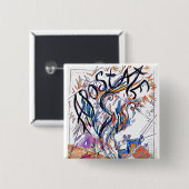 Apostate farbenfrohe Freidoodle Zeichnend Button (Vorne & Hinten)