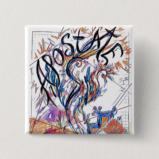 Apostate farbenfrohe Freidoodle Zeichnend Button (Vorderseite)