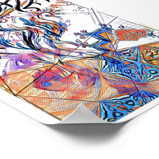 Apostate farbenfrohe Freidoodle Zeichnend Poster (Ecke)