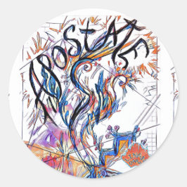 Apostate farbenfrohe Freidoodle Zeichnend Runder Aufkleber