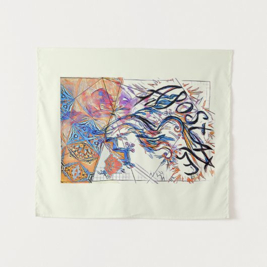 Apostate farbenfrohe Freidoodle Zeichnend Wandteppich (Vorderseite (Horizontal))