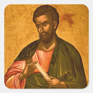 Apostel Bartholomäus (Nathanael) Orthodoxe Ikone Quadratischer Aufkleber