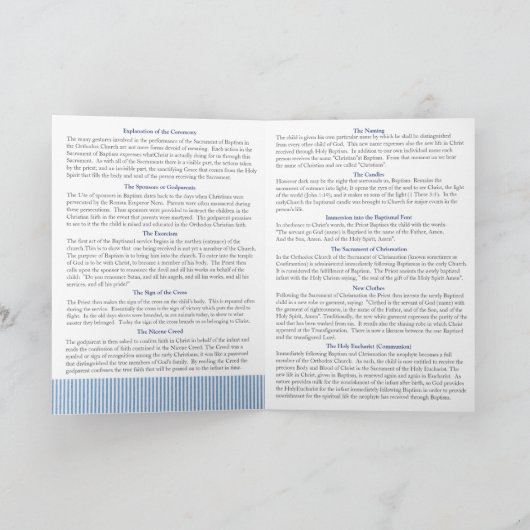 Apostel Griechisch-orthodoxe Kirchentaufprogramm Programm (Innenseite)
