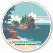 Apostel Islands National Lakeshore Wisconsin Retro Aufkleber (Vorderseite)