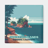 Apostel Islands National Lakeshore Wisconsin Retro Magnet (Vorne)