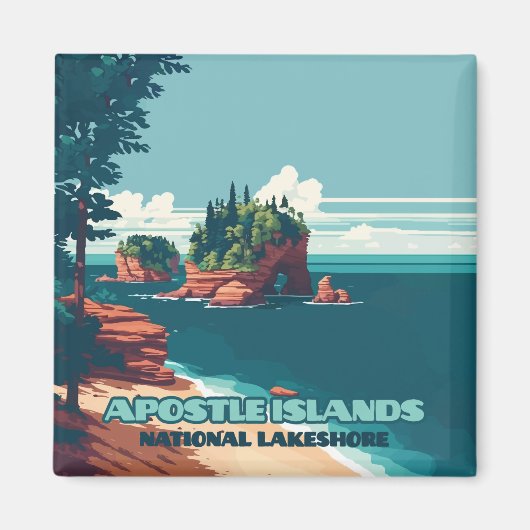 Apostel Islands National Lakeshore Wisconsin Retro Magnet (Vorne)