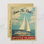 Apostelinseln Save the Date Sailboat Nautic Ankündigungspostkarte (Vorne/Hinten)