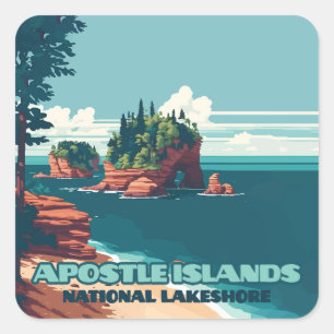 Apostle Islands National Lakeshore Wisconsin Retro Quadratischer Aufkleber