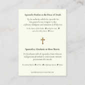 Apostolic Blessing Catholic Prayer Latin Visitenkarte (Rückseite)