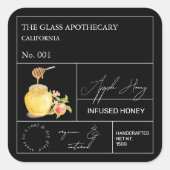 Apothecary Apple Infted Honey Label Quadratischer Aufkleber (Vorderseite)