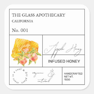 Apothecary Apple Infted Honey Label Quadratischer Aufkleber