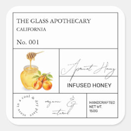 Apothecary Apricot Honey Label Quadratischer Aufkleber