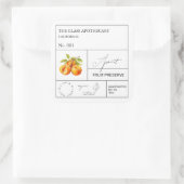 Apothecary Apricot Label Quadratischer Aufkleber (Tasche)
