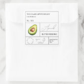 Apothecary Avocado Label Quadratischer Aufkleber (Tasche)