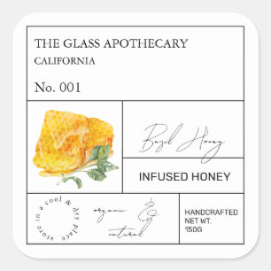 Apothecary Basil Infantiertes Honey Label Quadratischer Aufkleber