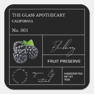 Apothecary BlackBerry Label Quadratischer Aufkleber