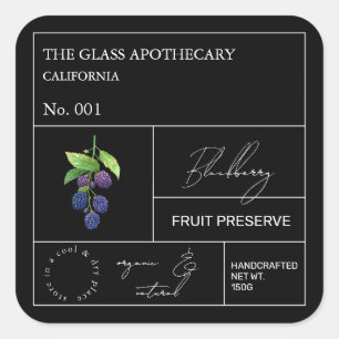 Apothecary BlackBerry Label Quadratischer Aufkleber